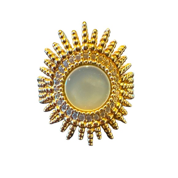Celestial Sunburst 14K Plated with Mother of Pearl ring.  Shanghai Designer - Picture 4 of 11